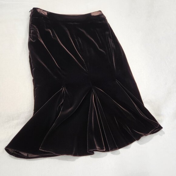 GIORGIO ARMANI Vintage Chocolate Velvet Skirt Size 46 US 6/8 Italy Exc. Condit. - Picture 5 of 16